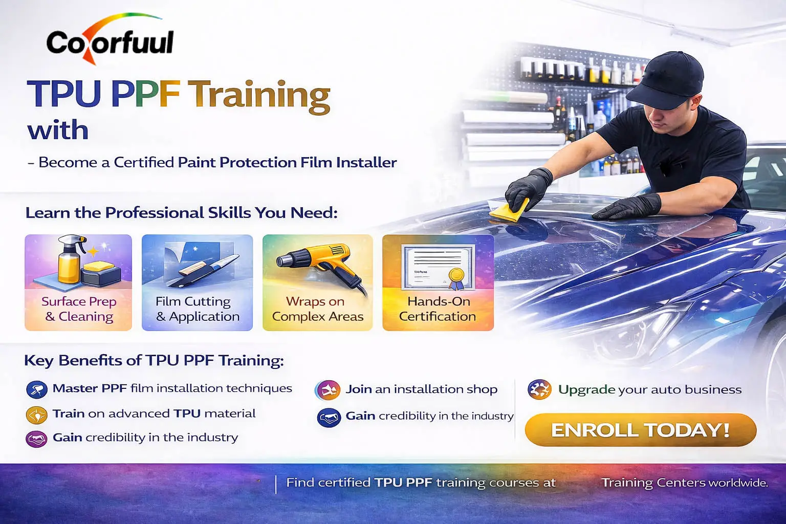 UPPFによるTPU PPFトレーニング — 認定塗装保護フィルム施工者になる