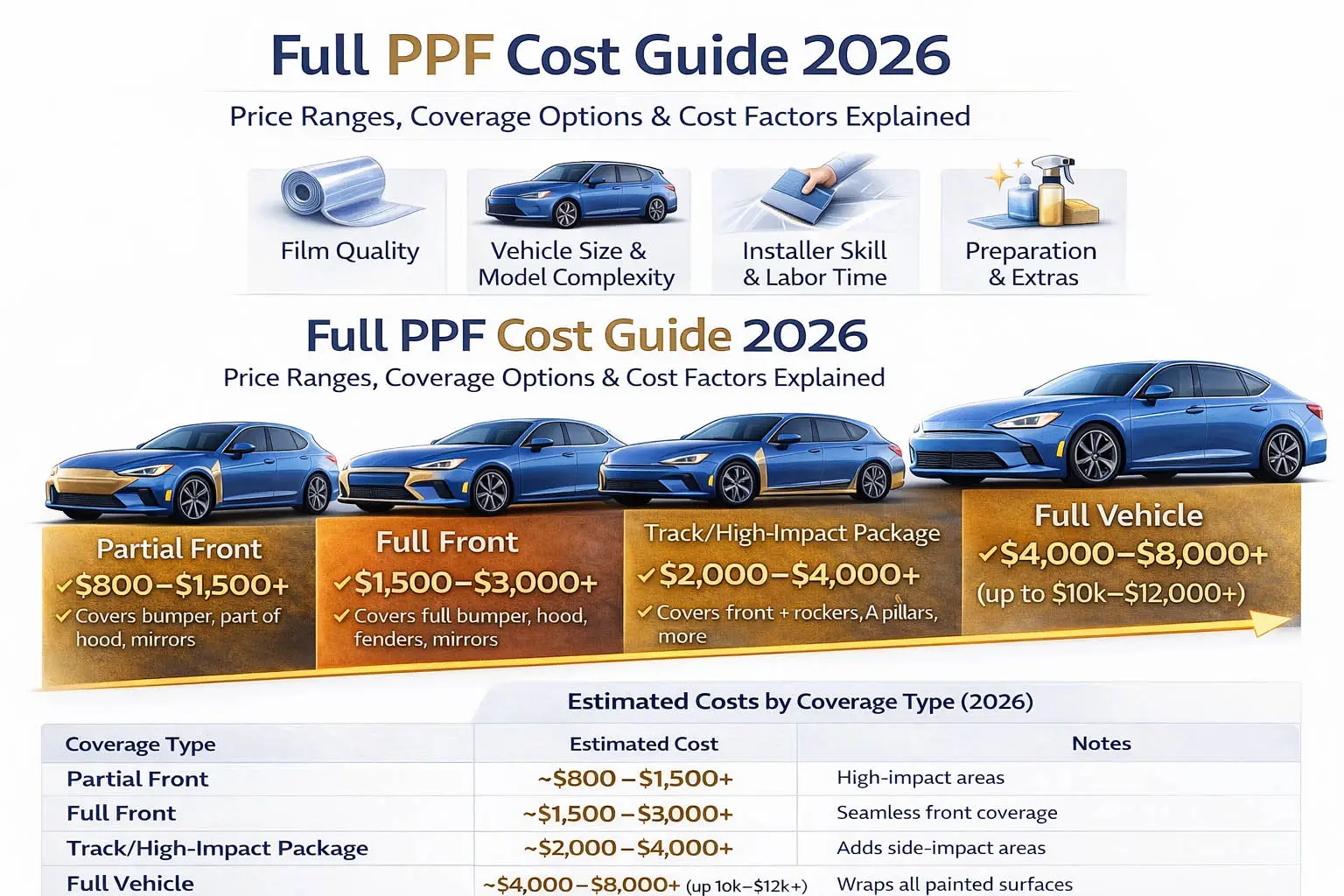 PPF全費用ガイド 2026: 価格帯, 補償オプションと費用の要因
