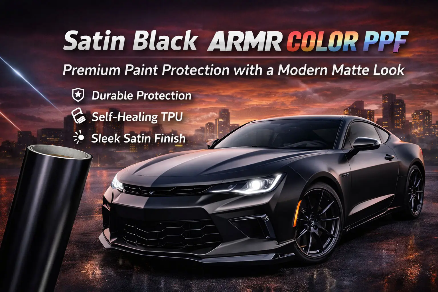 サテンブラック ARMR カラー PPF: プレミアムな保護と時代を超えたスタイルを車に提供