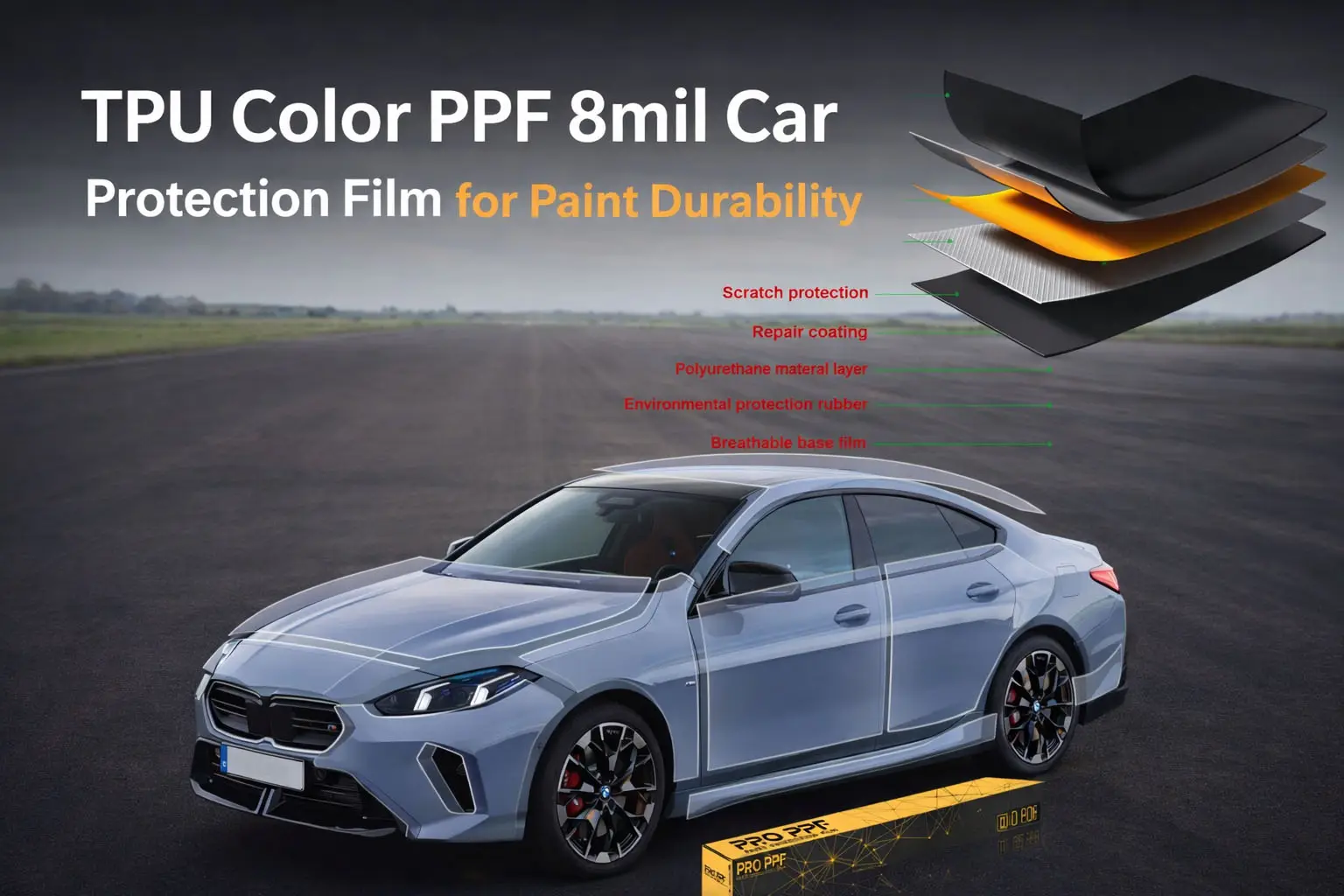 TPUカラーPPF 8milカープロテクションフィルム: 車両塗装ケアの究極の解決策